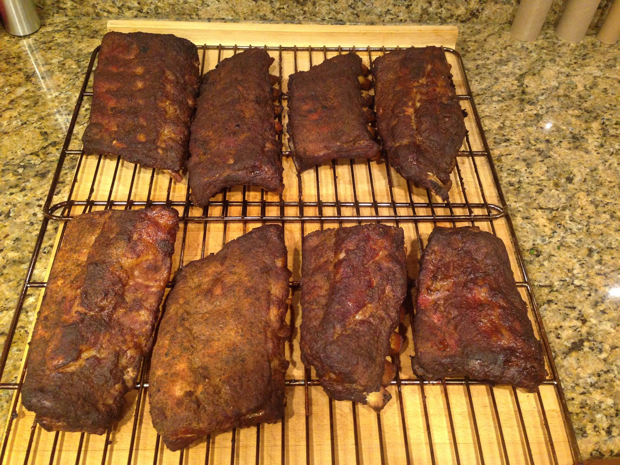 Yesterday’s low and slow smoked pork baby back ribs…