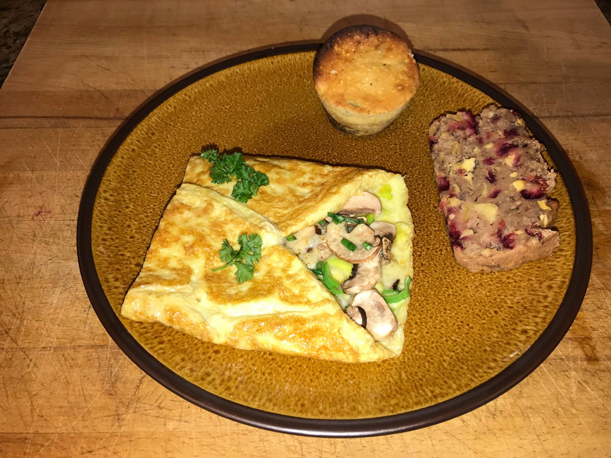 Yesterday’s brunch.  Irene wanted leek and mushroom omelette