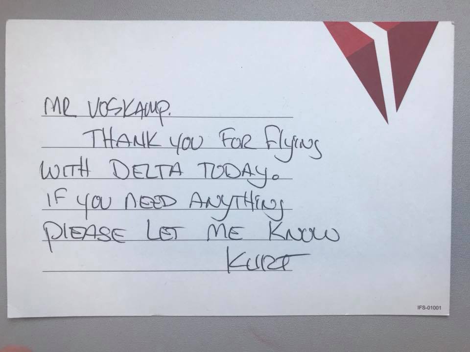 If the purser for your international flight leaves you handwritte