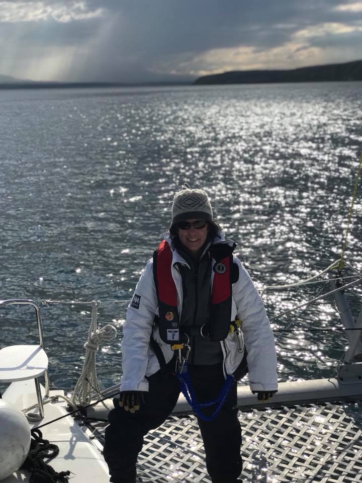 Irene setting up the lines for mooring