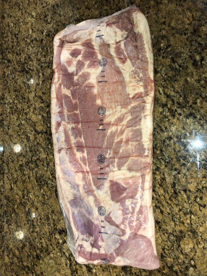 A whole pork belly, skin on…