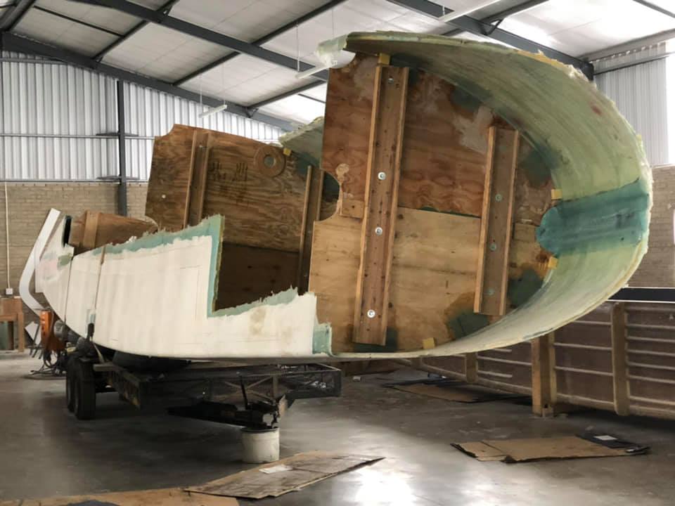 Two hulls, the two main bulkheads across both hulls…