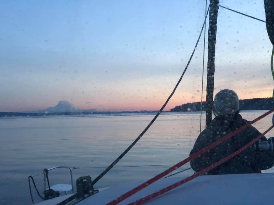 Irene at sunset, contemplating Mt