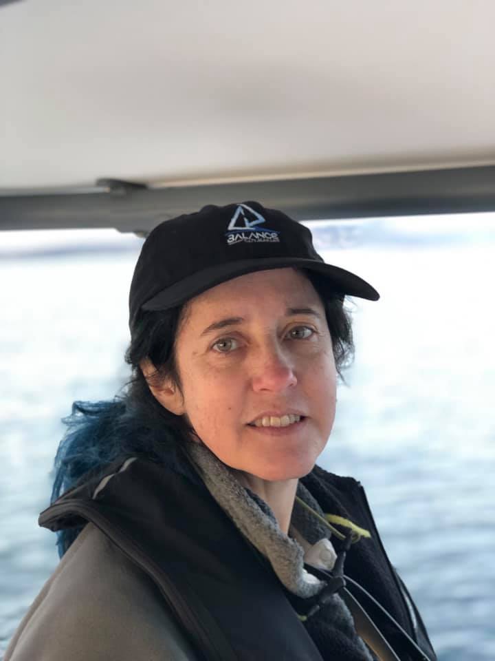 Irene!!! (sporting her new Balance Catamarans cap)