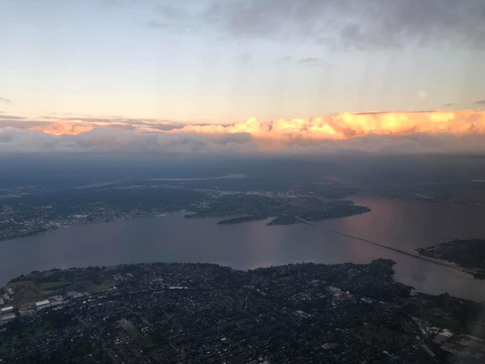 Lake Washington (and our home in some of the pictures) coming in fo