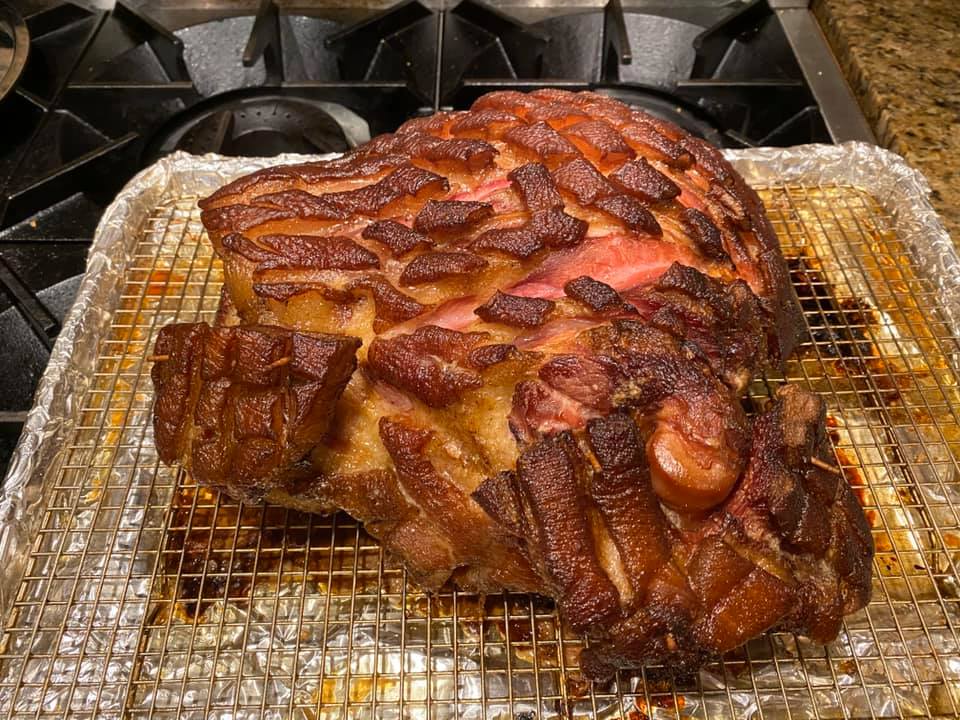 Ham’s out of the smoker and resting