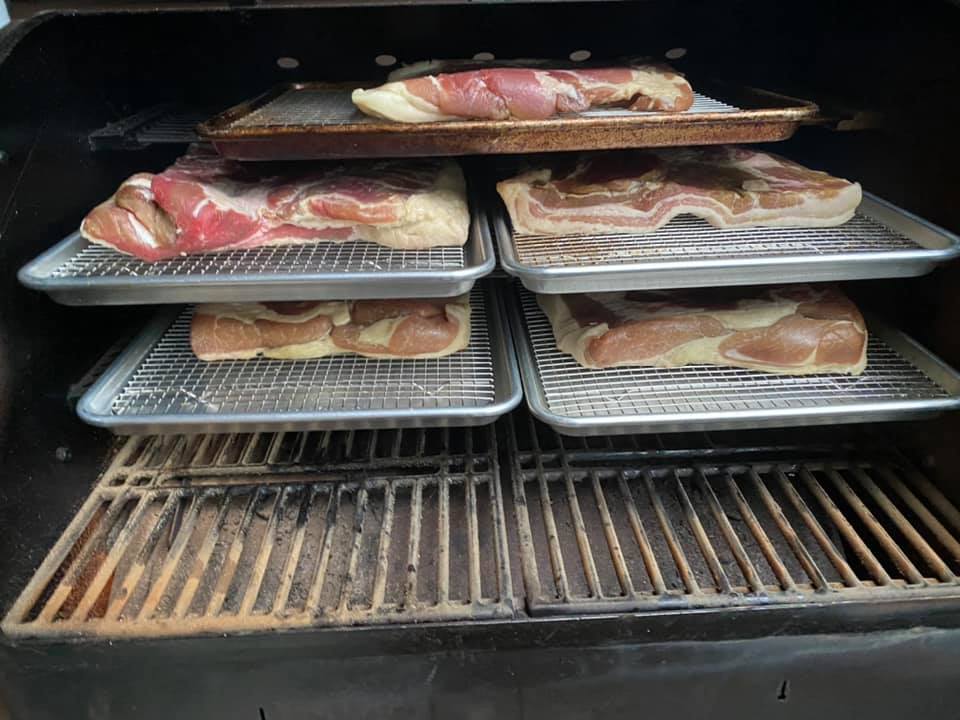 The bacon’s smoking.