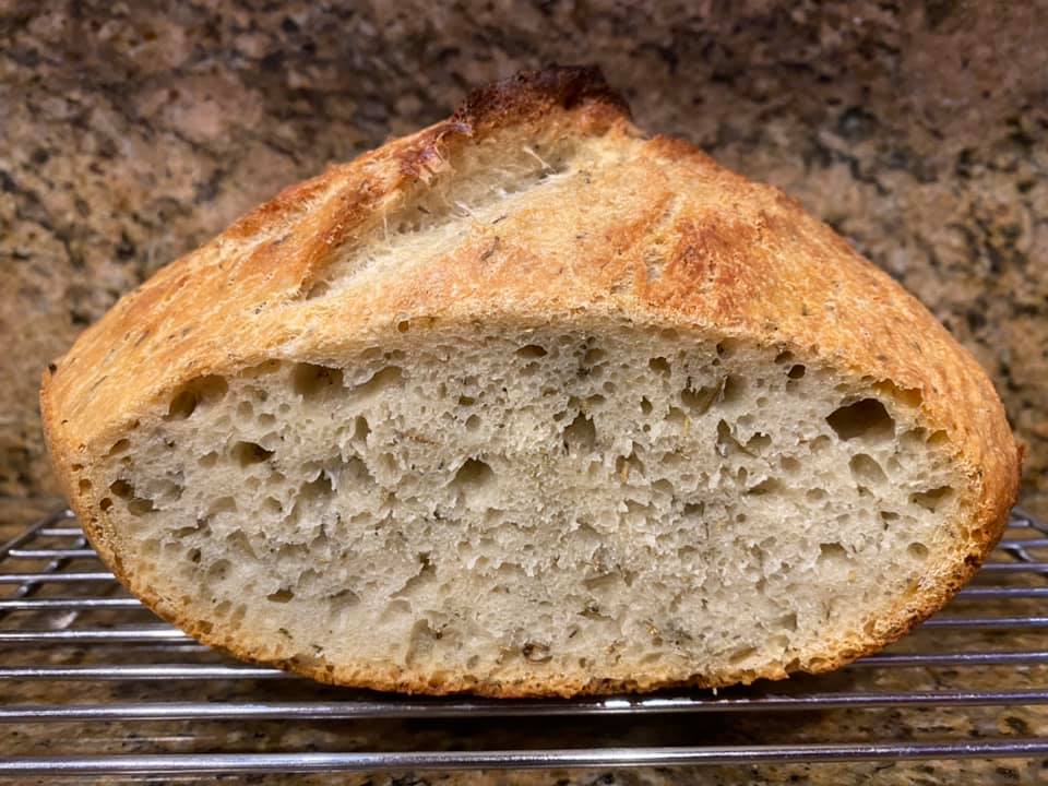 Rosemary Thyme Garlic no-knead bread