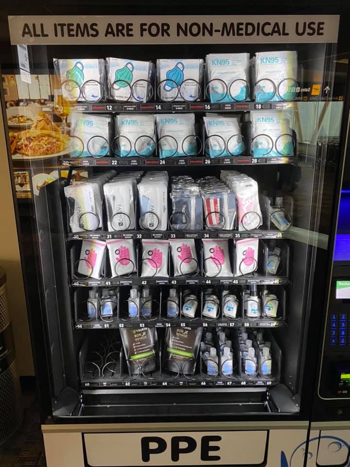 PPE vending machine at the airport
