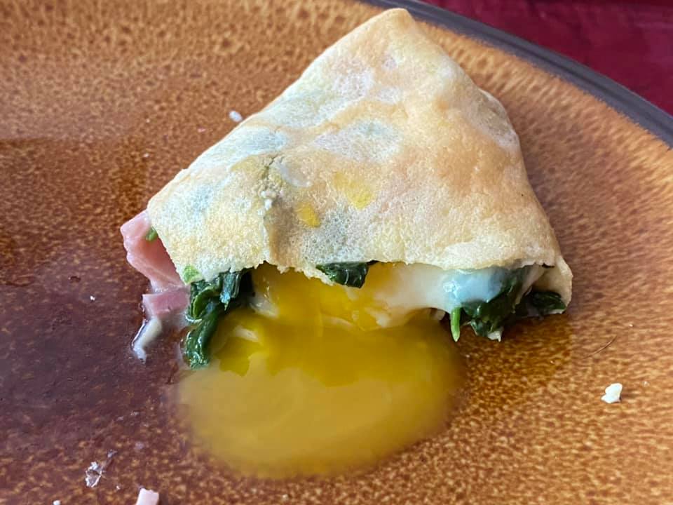 Irene made savory crepes for brunch