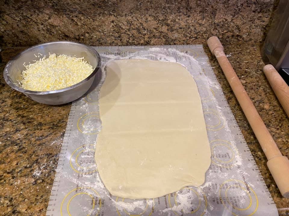 Step 2 of making puff pastry dough