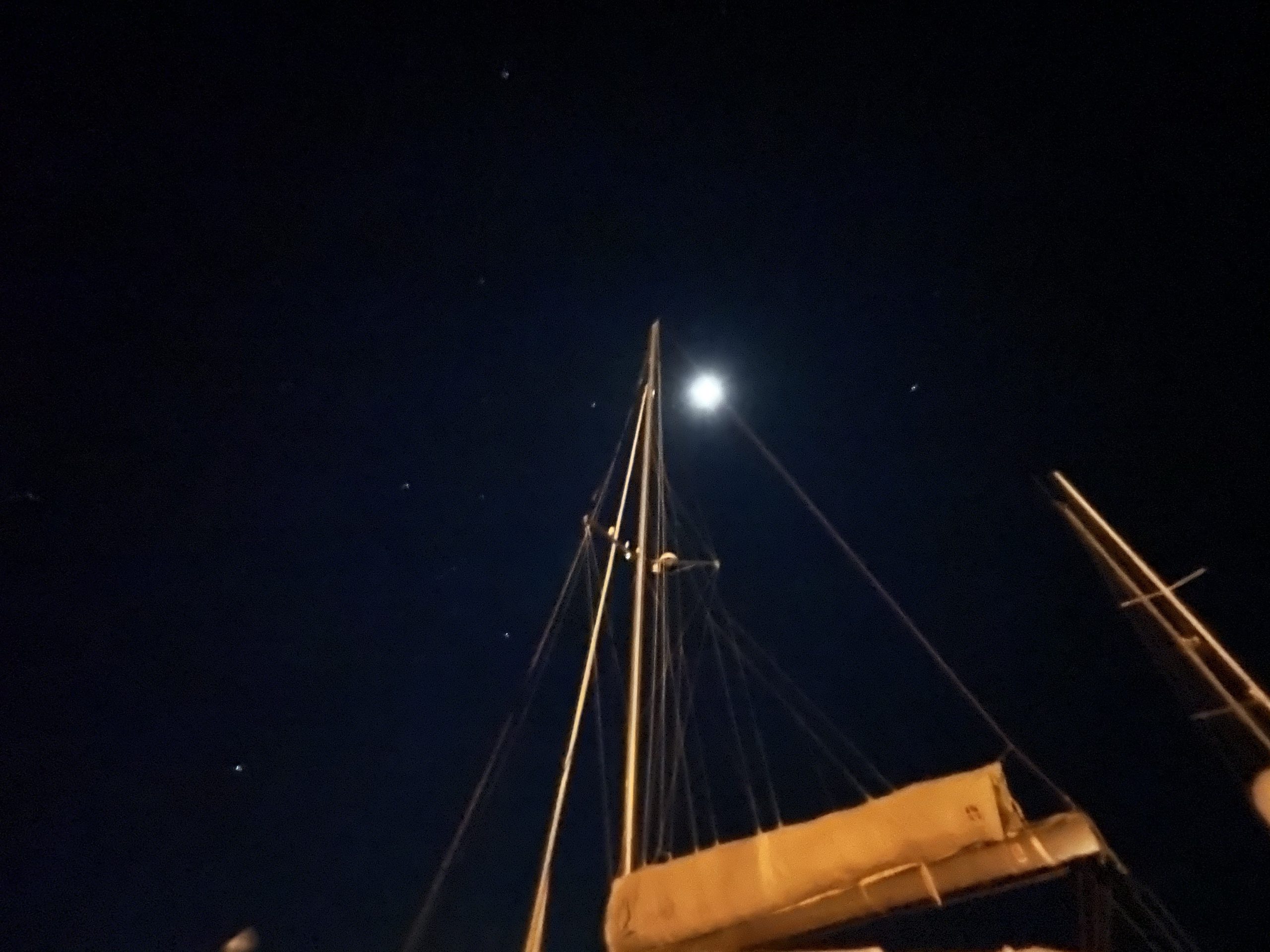 Night Sky Shot Along The Mast